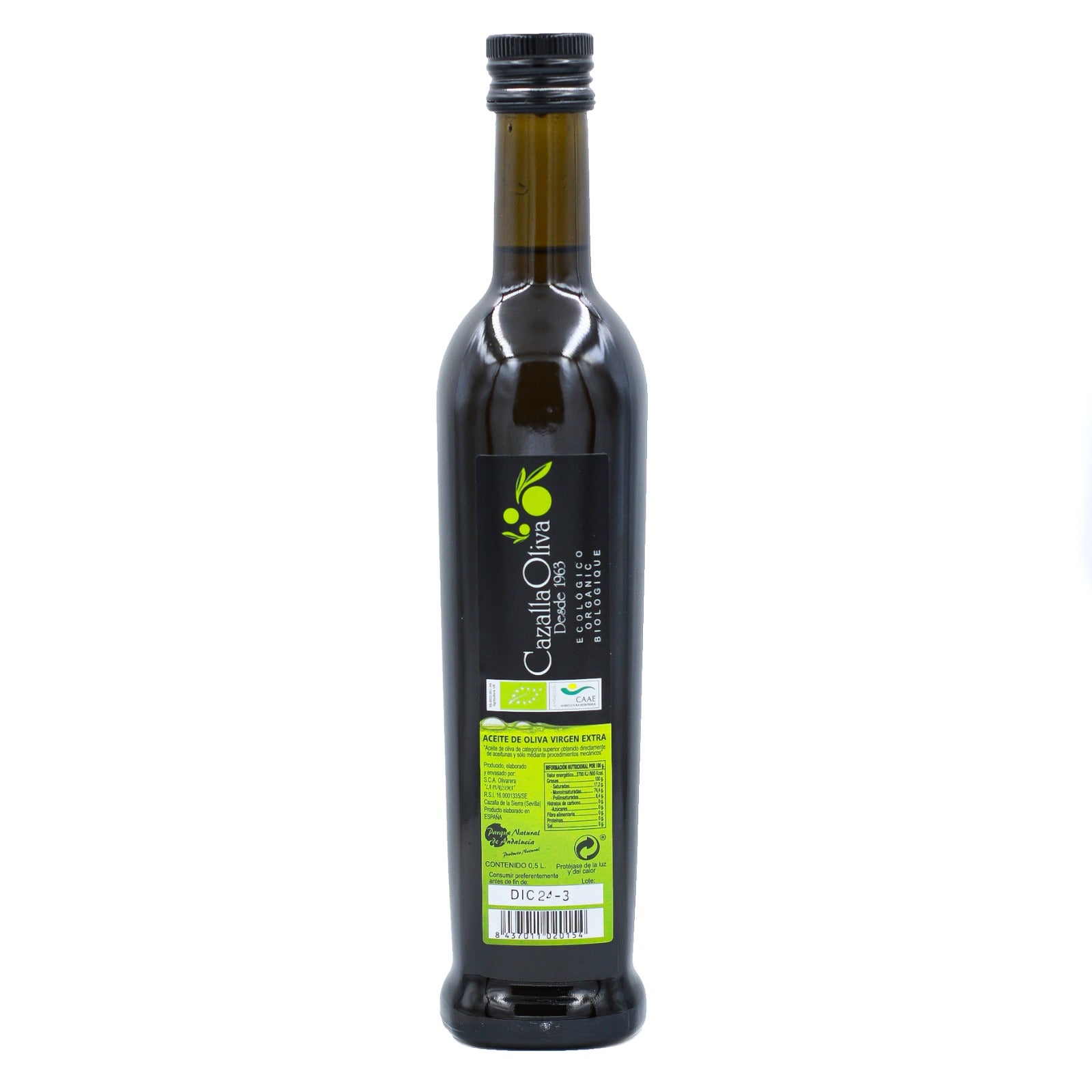 Botella  AOVE Ecológico 500 ml - Cazalla Oliva